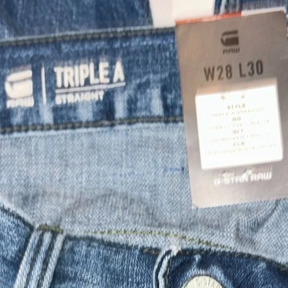 G-Star RAW Triple A Straight Jeans W28 L30 Men's Blue High Rise Denim NEW w Tags